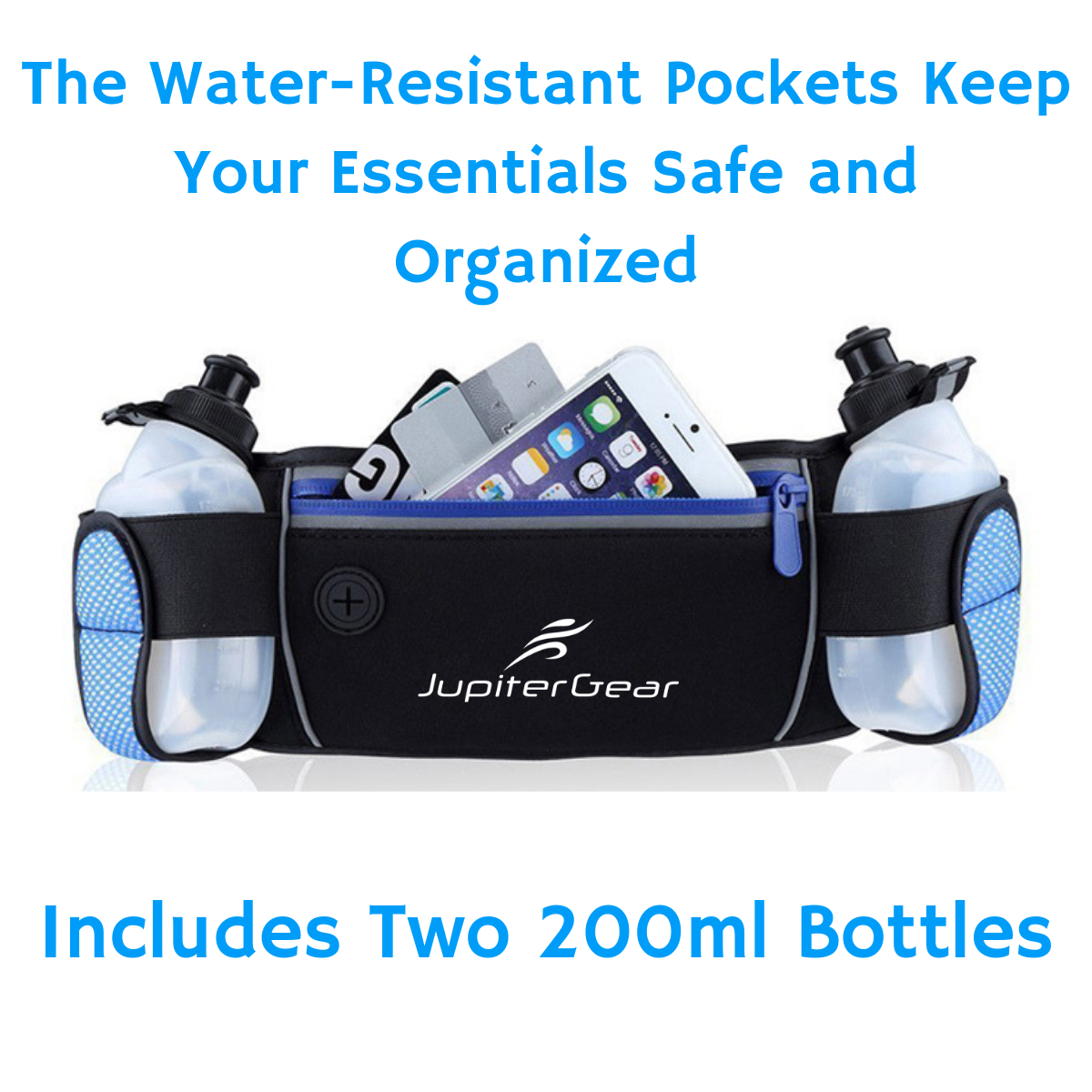 Running Hydration Belt Waist Bag with Water-Resistant Pockets and 2