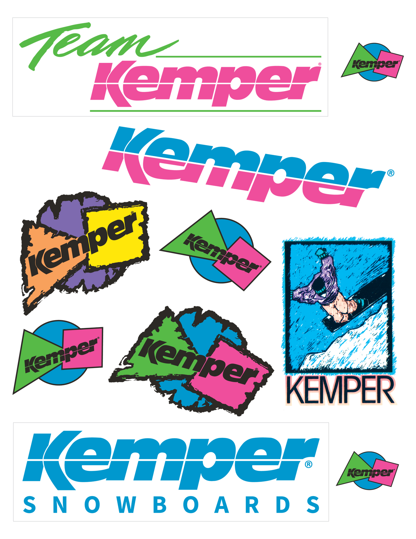 Kemper Snowboards Sticker Pack 24-Piece Assorted