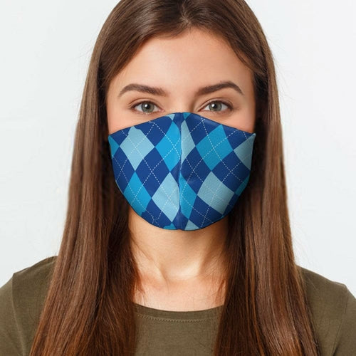 Blue Argyle Face Cover