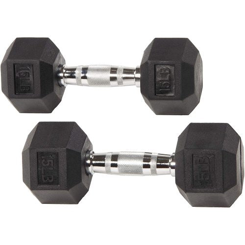 15 LB Rubber Encased Hex Dumbbell (Single) DB15S