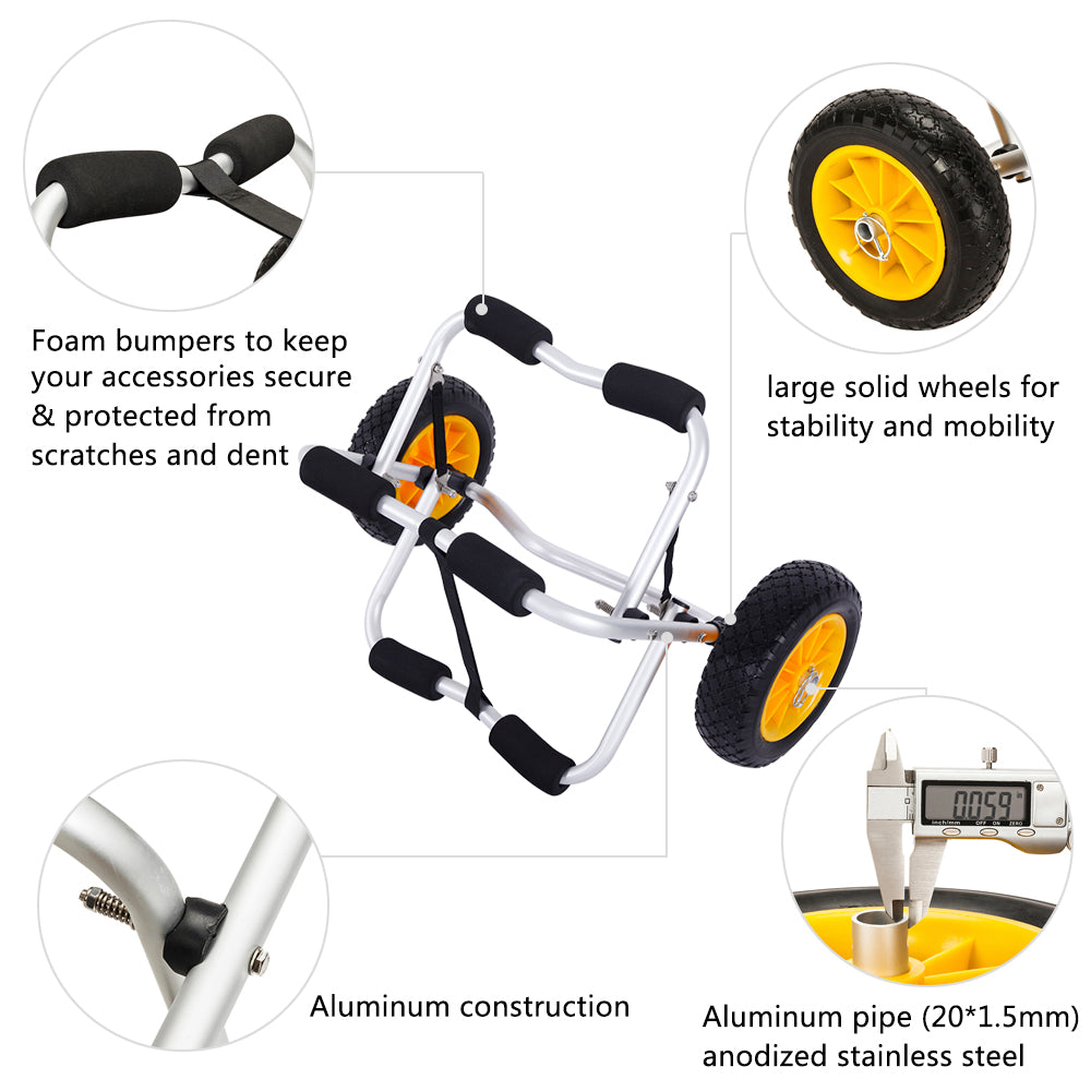 Portable 1.5MM Bend Aluminum Alloy Canoeing Trailer Cart