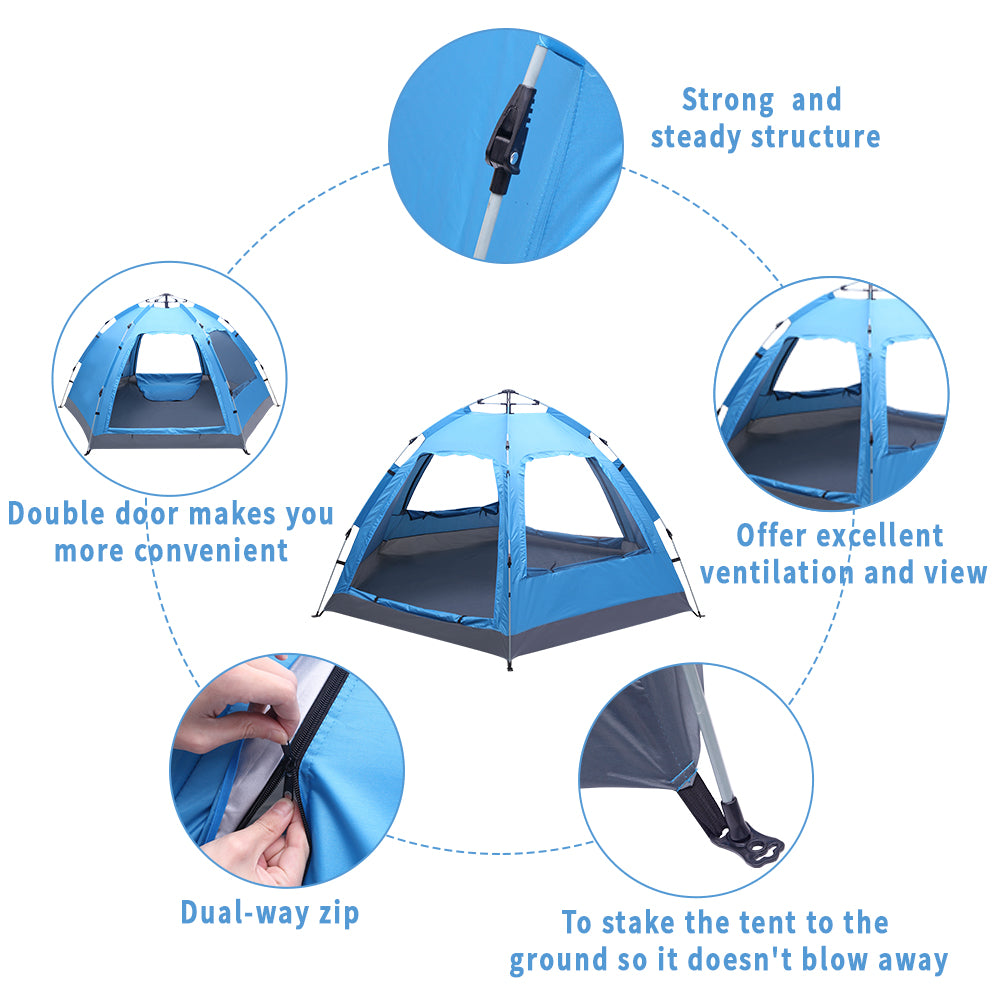 Waterproof Outdoor 3-4 Person Automatic Camping Tent