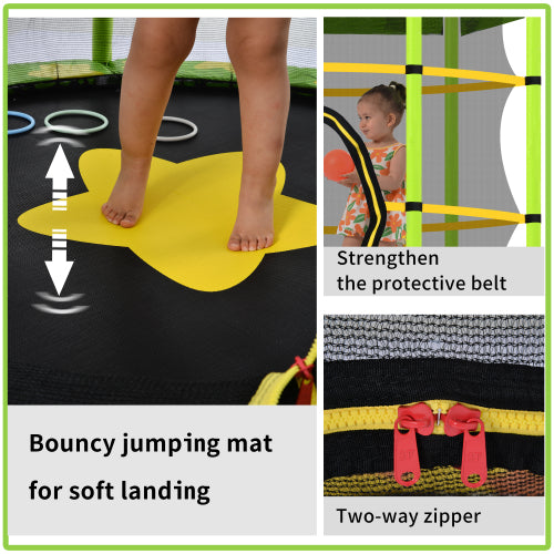 55 Inch Kids Trampoline with Safety Enclosure Net Outdoor Trampoline