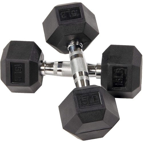 15 LB Rubber Encased Hex Dumbbell (Single) DB15S