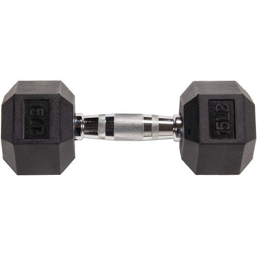 15 LB Rubber Encased Hex Dumbbell (Single) DB15S