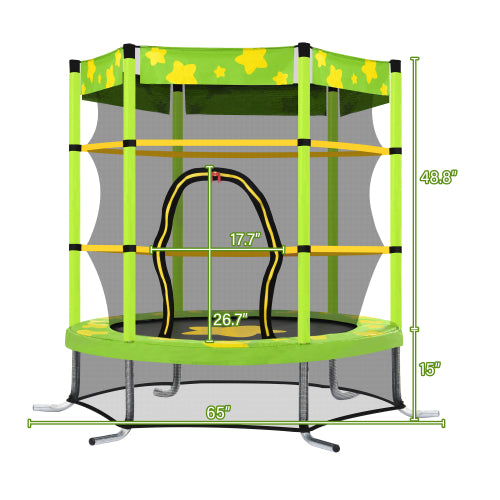 55 Inch Kids Trampoline with Safety Enclosure Net Outdoor Trampoline