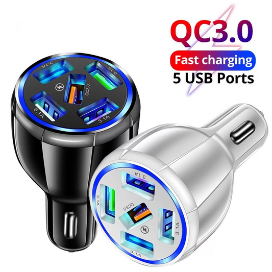 15W Quick Charge with 5 USB QC3.0 Car Charger