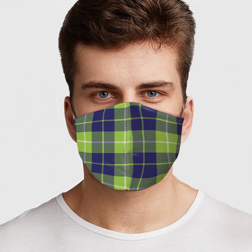 Lime Blue Plaid Face Cover