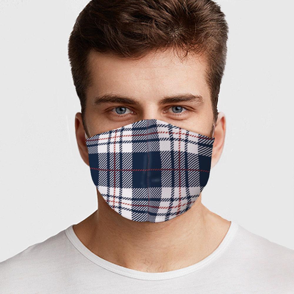 Navy Plaid Face Cover