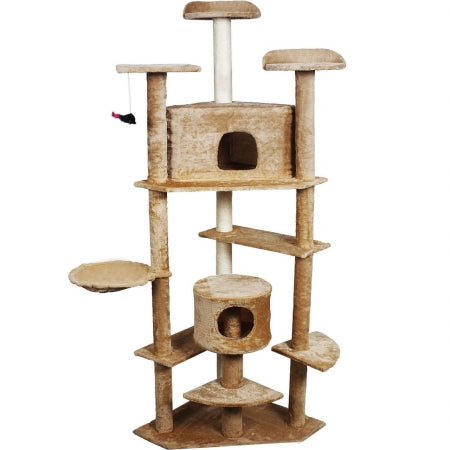 80 in. Cat Tree Condo Furniture Scratch Pet House, Beige